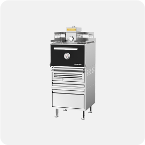 Josper HJX-PRO-S80-WTD faszéntüzelésű kemence fiókos állványon, melegen-tartó polcokkal